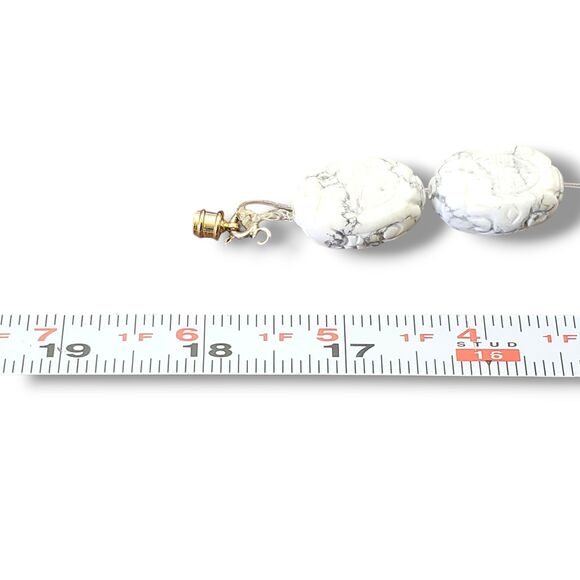 Howlite Scarab Bead Collar Necklace Egyptian Revival Beetle 925 Closure Heavy - Picture 7 of 12